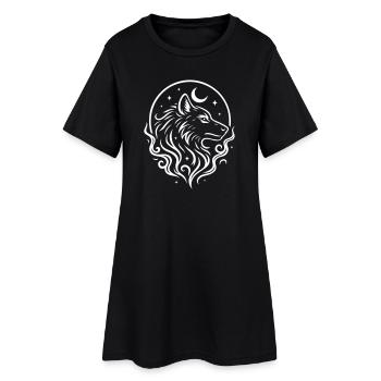 Rauhnächte Mystischer Wolf mit Mond - Frauen T-Shirt-Kleid - Schwarz - Vorne