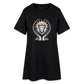 Lion majestueux avec laurier et couronne de soleil - Robe T-shirt Femme - noir - Devant