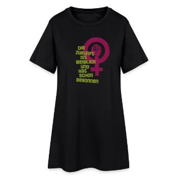Die Zukunft ist weiblich - Frauen T-Shirt-Kleid - Schwarz - Vorne