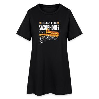 Peur Les Saxophones Saxophoniste Jazz Hobby Band - Robe T-shirt Femme - noir - Devant