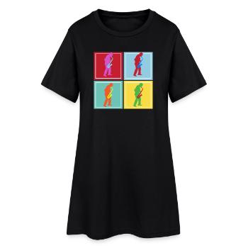 Saxophoniste rétro vintage - Robe T-shirt Femme - noir - Devant
