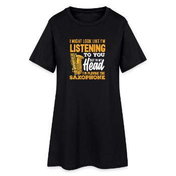 J’ai peut-être l’air d’écouter du saxophone bizarre - Robe T-shirt Femme - noir - Devant