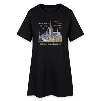 Wernigerode dans les montagnes du Harz, dessin manuscrit du château - Robe T-shirt Femme - noir - Devant