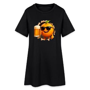 Orange Bier - Frauen T-Shirt-Kleid - Schwarz - Vorne
