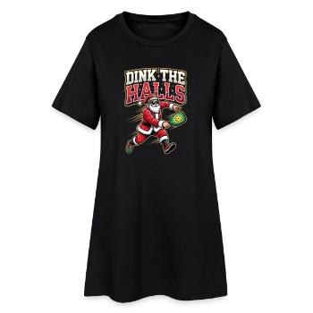 Dink The Halls lustige Pickleball-Weihnachtsmann Weihnachten - Frauen T-Shirt-Kleid - Schwarz - Vorne
