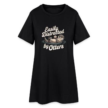 Facilement distrait par les loutres - Robe T-shirt Femme - noir - Devant