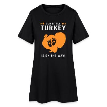 Thanksgiving Gender Reveal Werdende Mutter - Frauen T-Shirt-Kleid - Schwarz - Vorne