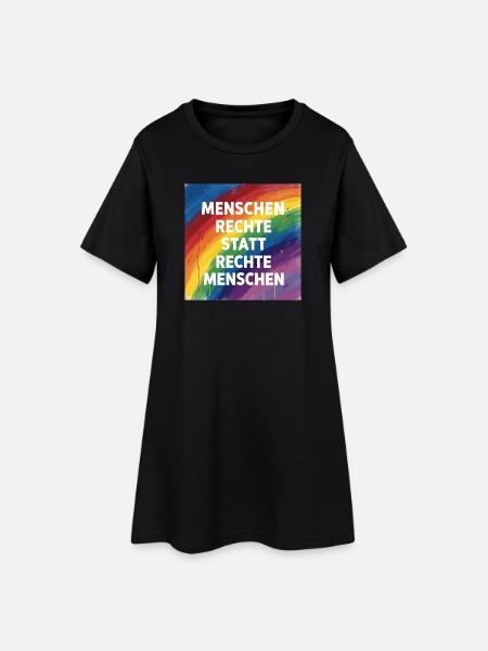 Buntes Menschenrechte statt rechte Menschen - Frauen T-Shirt-Kleid - Schwarz