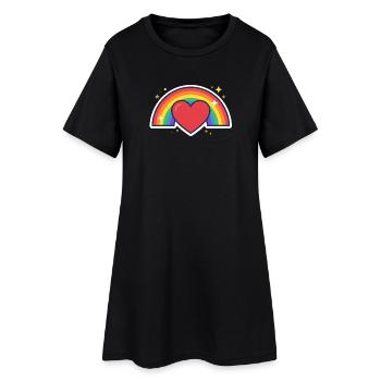 Cœur, arc-en-ciel, fierté, amour - Robe T-shirt Femme - noir - Devant