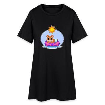 Bear Swimming Swim Ring Summer - Women’s T-Shirt Dress - black - Front