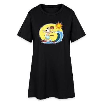 Été de surf sur planche de surf pour chiens - Robe T-shirt Femme - noir - Devant