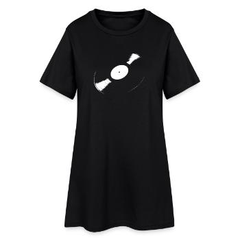 Vinyl – was sonst? - Frauen T-Shirt-Kleid - Schwarz - Vorne