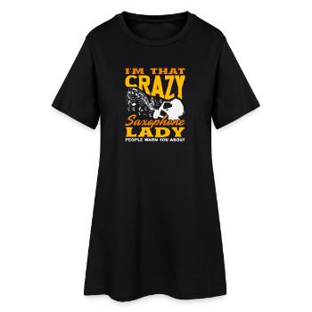 Saxophone Fou Lady Femmes Saxophoniste Jazz - Robe T-shirt Femme - noir - Devant