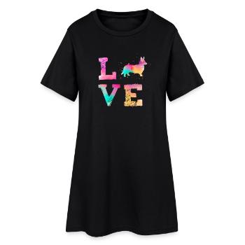 Art coloré de Corgi Love Dog Owner pour aquarelle - Robe T-shirt Femme - noir - Devant