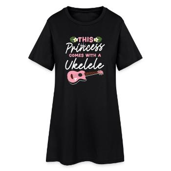 Hawaiian Ukulele Uke Girl Female - Women’s T-Shirt Dress - black - Front