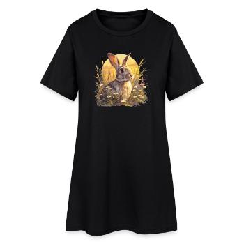 Hasen Hase - Frauen T-Shirt-Kleid - Schwarz - Vorne