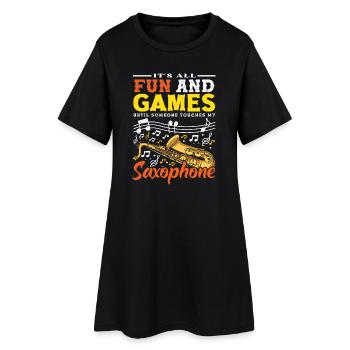 Fun and Games Saxophone Saxophonist Sax - Women’s T-Shirt Dress - black - Front