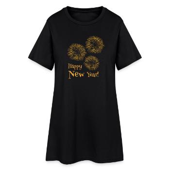 Happy New Year Silvester Feuerwerk Explosion  - Frauen T-Shirt-Kleid - Schwarz - Vorne