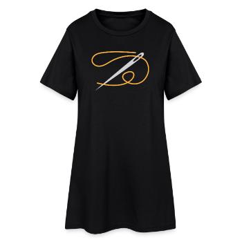 Golden Thread Needle Ornament - Women’s T-Shirt Dress - black - Front