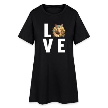 Hasen Hase - Frauen T-Shirt-Kleid - Schwarz - Vorne