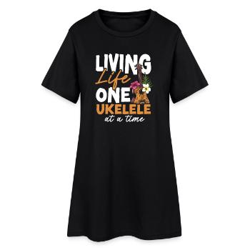 Hawaiian Ukulele Uke Living Life - Frauen T-Shirt-Kleid - Schwarz - Vorne