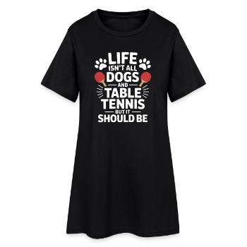 Cadeau de plaisanterie de tennis de table avec des mots de chien - Robe T-shirt Femme - noir - Devant