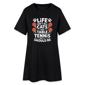 Dicton de tennis de table, blague de chat, cadeau de tennis de table - Robe T-shirt Femme - noir - Devant