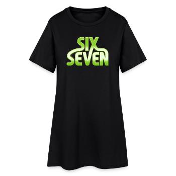 Six Seven 6 7 - 67 - Green Typography Meme Design - Women’s T-Shirt Dress - black - Front