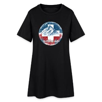 Suisse Suisse Suisse Suisse Montagnes des sports d’hiver - Robe T-shirt Femme - noir - Devant