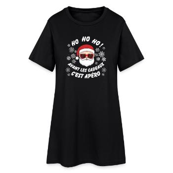 Noël Apéro Père Noël Fun - Robe T-shirt Femme - noir - Devant
