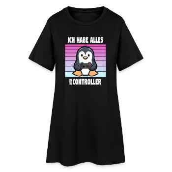 controller pinguin gaming - Frauen T-Shirt-Kleid - Schwarz - Vorne
