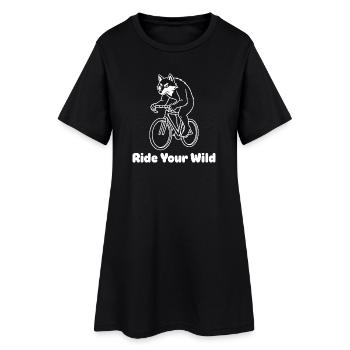 Cycliste loup à vélo - Robe T-shirt Femme - noir - Devant