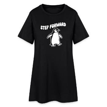 Step Forward Penguin – Line Art - Women’s T-Shirt Dress - black - Front