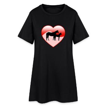 Chevaux - Robe T-shirt Femme - noir - Devant