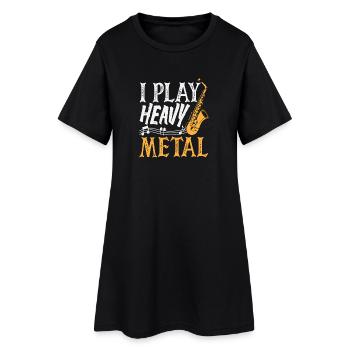 Je joue du saxophone heavy metal et saxophoniste - Robe T-shirt Femme - noir - Devant