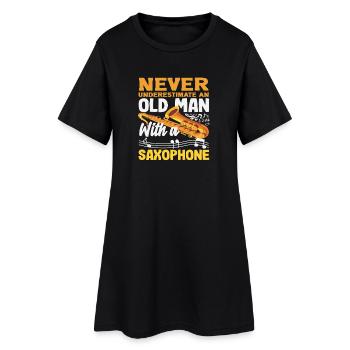 Grand-père vieux Saxophoniste - Robe T-shirt Femme - noir - Devant