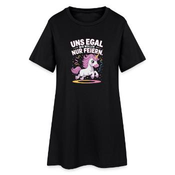 On s’en fiche, on a juste envie de faire la fête, la fête des licornes - Robe T-shirt Femme - noir - Devant