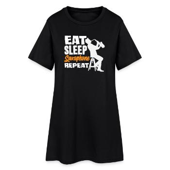 Saxophone Eat Sleep Répétition Saxophoniste - Robe T-shirt Femme - noir - Devant