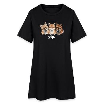 Füchse jaulen Lustiger Fuchsliebhaber Lustiges Jau - Frauen T-Shirt-Kleid - Schwarz - Vorne