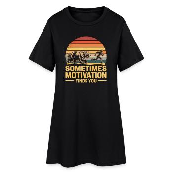 Manchmal findet dich die Motivation – Deutsche Memes - Frauen T-Shirt-Kleid - Schwarz - Vorne