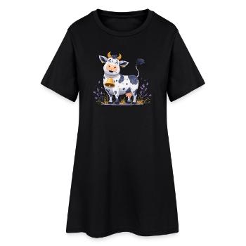 Funny cow with bell - Women’s T-Shirt Dress - black - Front