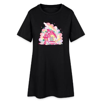 Zuckerhaus mit Maus - Frauen T-Shirt-Kleid - Schwarz - Vorne