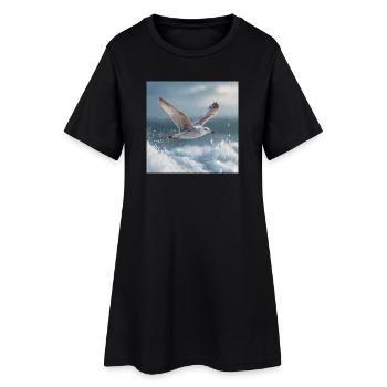 Mouette en vol Mer du Nord Art maritime - Robe T-shirt Femme - noir - Devant