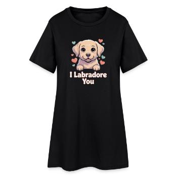 Labrador Love Pup Grafik - Frauen T-Shirt-Kleid - Schwarz - Vorne