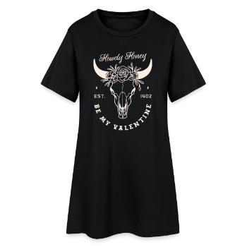 Valentinstags-Cowboy sei mein Valentinstag-Dark-Western - Frauen T-Shirt-Kleid - Schwarz - Vorne