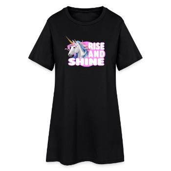 Debout et Brille - Licorne Magique - Robe T-shirt Femme - noir - Devant