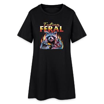 Funny Raccoon - Women’s T-Shirt Dress - black - Front