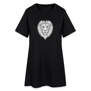 Illustration géométrique de tête de lion - Robe T-shirt Femme - noir - Devant