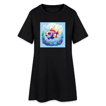 Poissons colorés sous le corail - Robe T-shirt Femme - noir - Devant