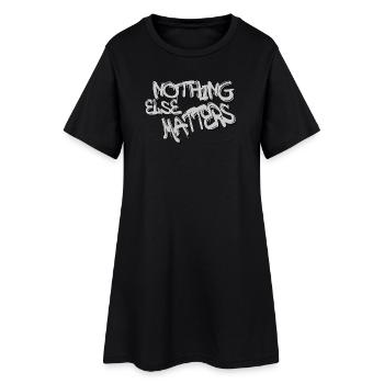 Graffiti-Zitat-Typografie: Fetter grauer Slogan - Frauen T-Shirt-Kleid - Schwarz - Vorne